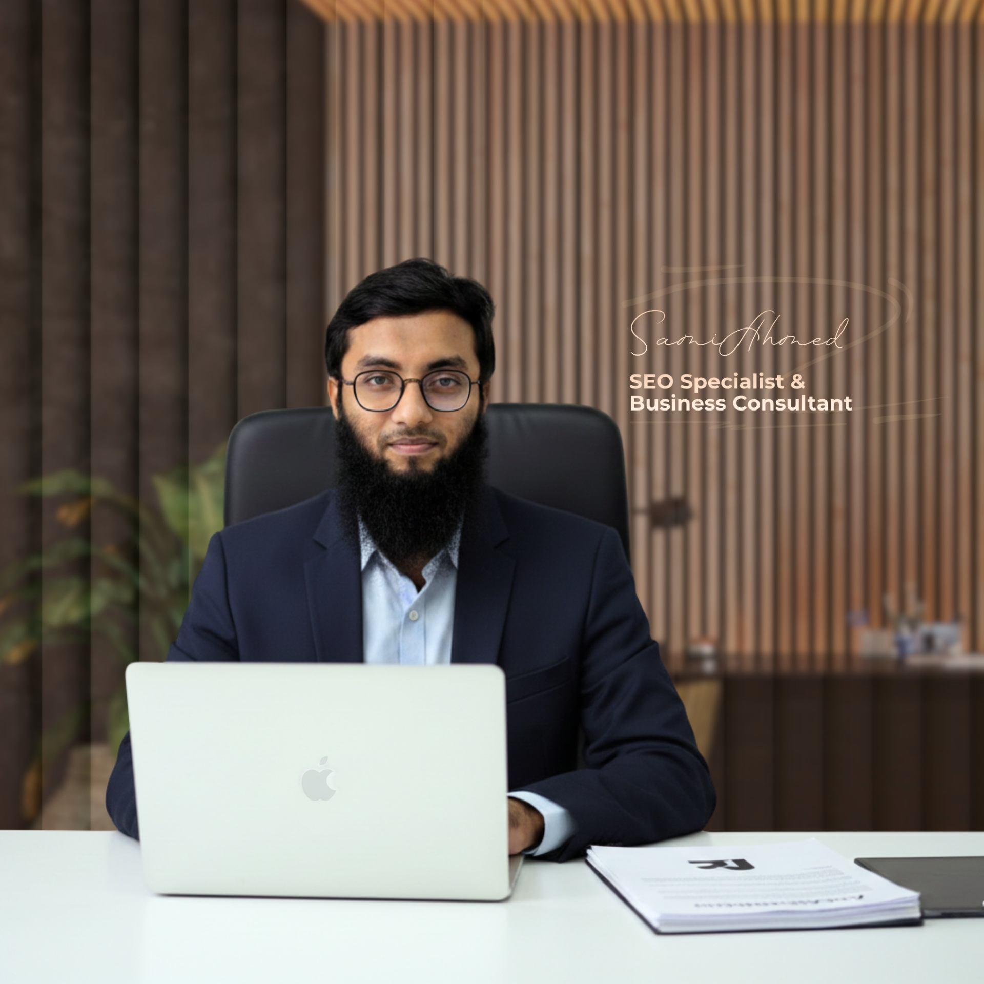Sami Ahmed — SEO Specialist & Business Consultant at his desk